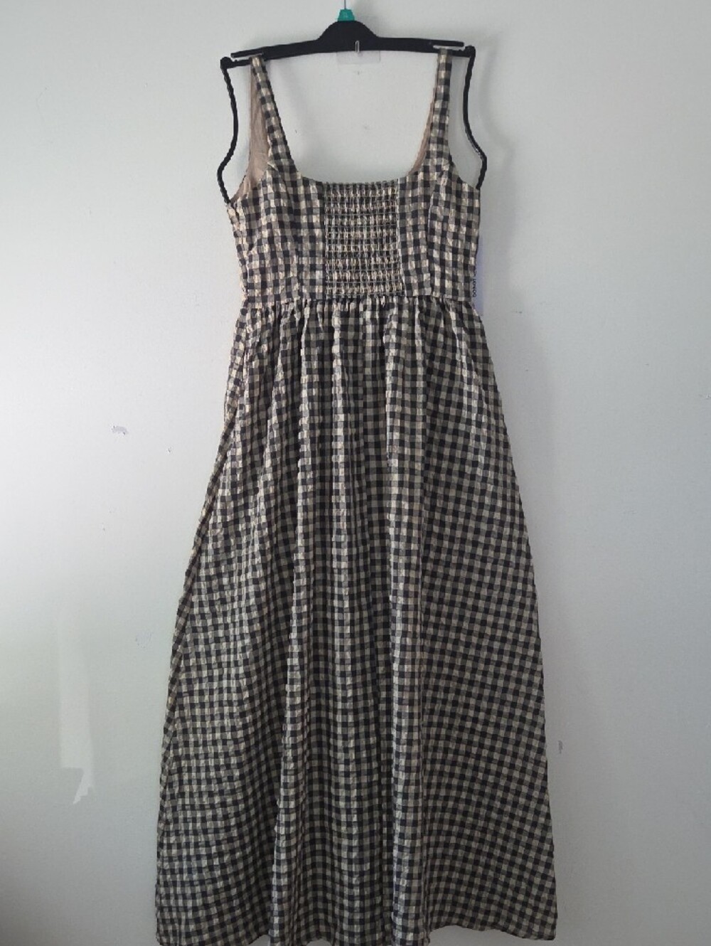 Princess Polly Plaid Check Gingham Cotton Maxi Dress Tan Black 6 Nwt - Picture 5 of 11